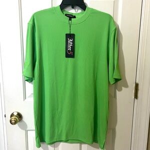 Bassiri Men 218 knit Short Sleeve Mock Neck Green T-Shirt XL New With Tag